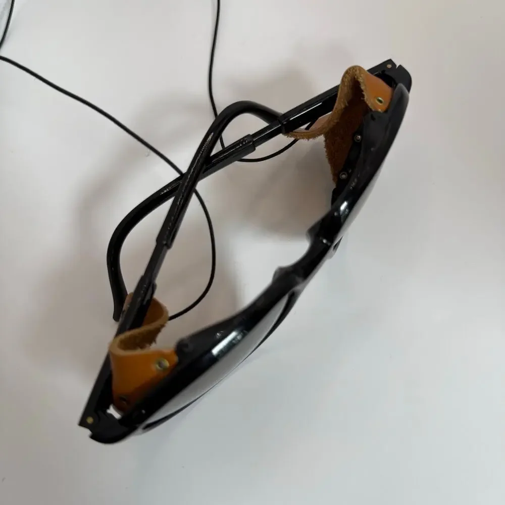 Vintage‎ Bolle Crevasse Black Sunglasses Leather Shields 09100014 Made in France